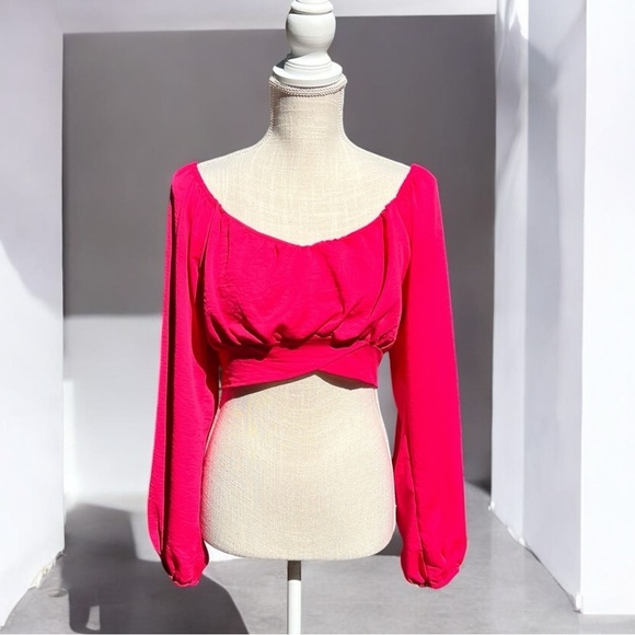 🌻Altar'd State Pink Fushia Loren Crop Top Size Large - Picture 2 of 8
